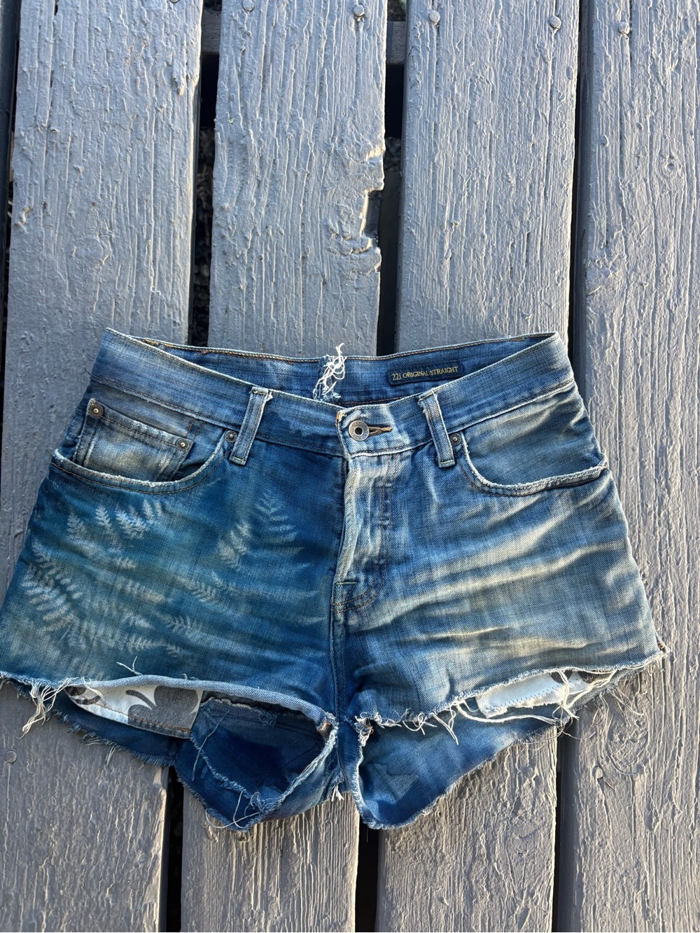 Women’s Blue Distressed Denim cyanotype Cutoff Shorts